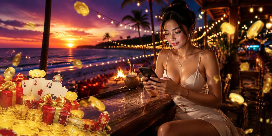 Nhóm bạn chơi bài tại bãi biển Phú Quốc trong khung cảnh thư giãn buổi chiều tà